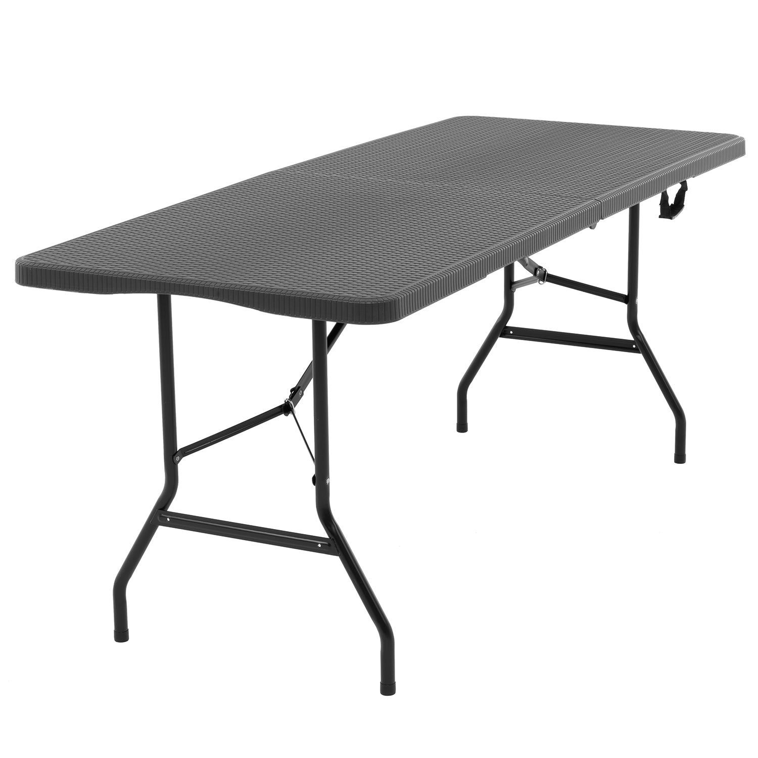 VESTIAMO CASA GIARDINO - Tavolo da giardino Richiudibile Grigio con finitura effetto Rattan - h74x180x74 cm